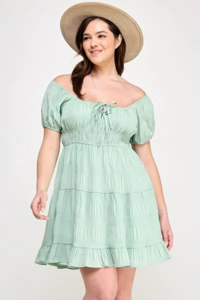Fashnzfab Plus Crinkle Textured Front Tie Mini Dress