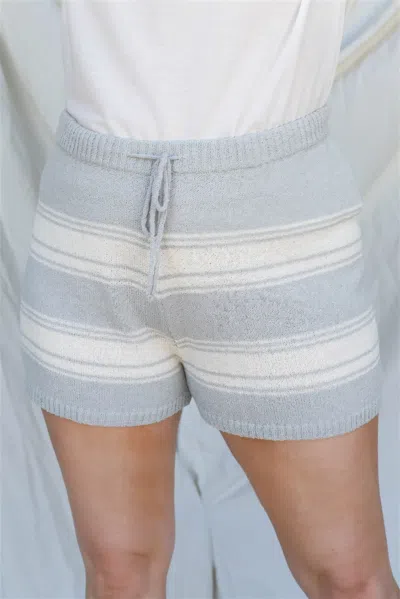 Fashnzfab Plus Heather Grey Stripe Knit Shorts