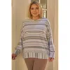 Fashnzfab Plus Sage & Lavender Stripped Super Soft Sweatshirt In Multi