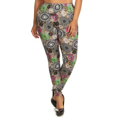 Fashnzfab Plus Size Abstract Print, Full Length Leggings In A Slim Fitting Style With A Banded High Waist In Multi