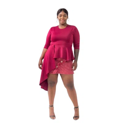 Fashnzfab Plus Size Asymmetrical Plume Blouse In White
