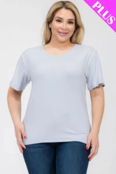 Fashnzfab Plus Size Basic Short Sleeve T-shirt In Blue