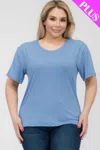 Fashnzfab Plus Size Basic Short Sleeve T-shirt In Grey