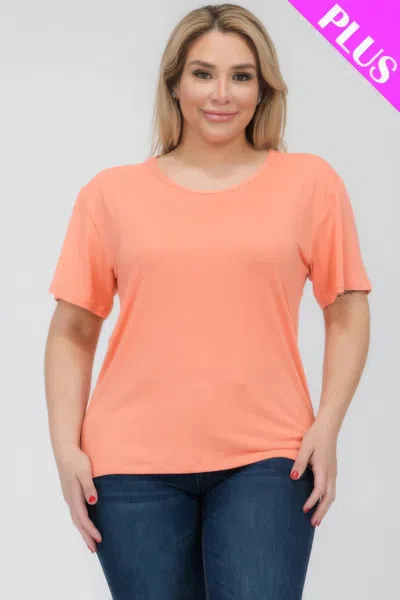 Fashnzfab Plus Size Basic Short Sleeve T-shirt In Pink