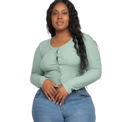 Fashnzfab Plus Size Button Up Cropped Top In Multi