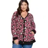 FASHNZFAB PLUS SIZE COZY ANIMAL MIR PRINT WITH BRUSH BUTTON UP CARDIGAN
