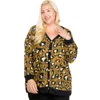 FASHNZFAB PLUS SIZE COZY ANIMAL MIR PRINT WITH BRUSH BUTTON UP CARDIGAN