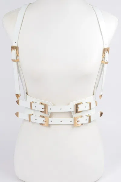 Fashnzfab Plus Size Faux Leather Harness In White