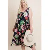 Fashnzfab Plus Size Floral Bulgari Printed Tank Midi Dress With Asymmetrical Hem In Multi