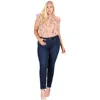 Fashnzfab Plus Size Floral Print Sheer Top In Pink