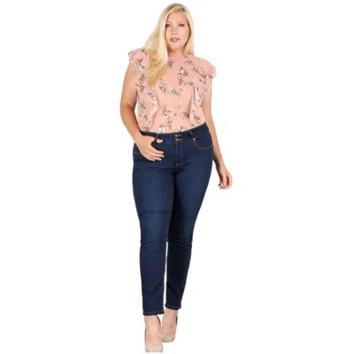 Fashnzfab Plus Size Floral Print Sheer Top In Pink