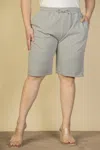 Fashnzfab Plus Size French Terry Bermuda Shorts In Grey