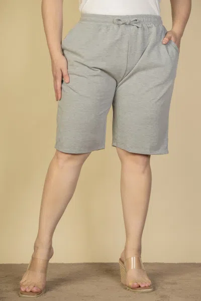 Fashnzfab Plus Size French Terry Bermuda Shorts In Grey