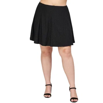 Fashnzfab Plus Size, Knit Eyelet A-line Skirt In Black