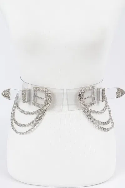 Fashnzfab Plus Size Metal Buckle Chain Belt In Multi