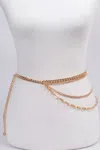 Fashnzfab Plus Size Multi Chain Strands Belt In Gold