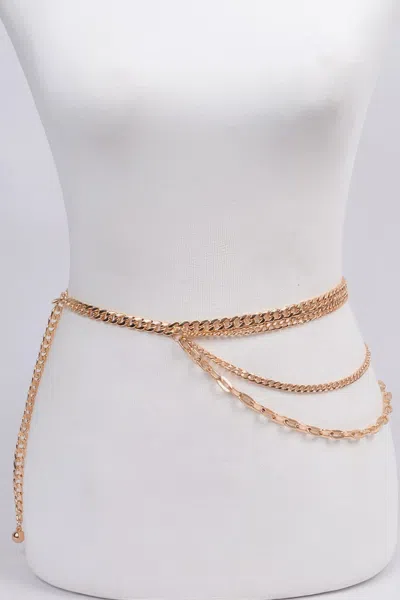 Fashnzfab Plus Size Multi Chain Strands Belt In Gold