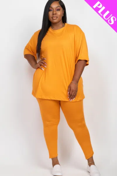 Fashnzfab Plus Size Oversized T-shirt & Leggings Set In Multi