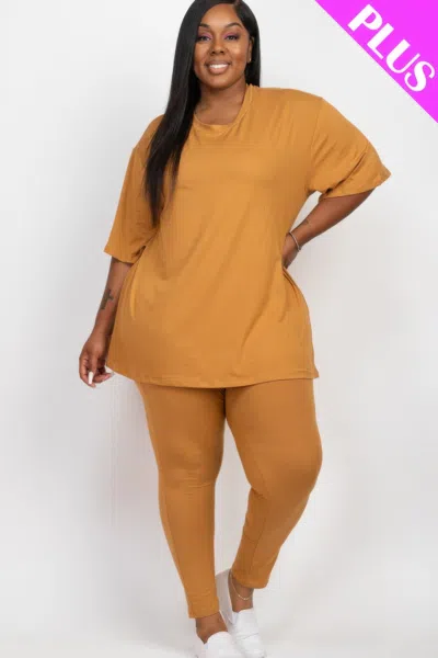 Fashnzfab Plus Size Oversized T-shirt & Leggings Set In Yellow