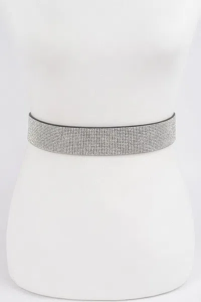 Fashnzfab Plus Size Rhinestone Belt In Silver