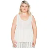 Fashnzfab Plus Size Sheer Ivory Ribbed Causal Tank Top In Multi