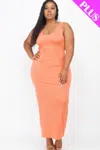 Fashnzfab Plus Size Solid Basic Maxi Dress In Pink