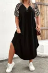 Fashnzfab Plus Size Strip Sleeveless Loose Fit Full Dress