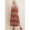 FASHNZFAB PLUS SIZE TIE DYE OMBRE DAMASK PRINT ANNA PRINT CAMI MAXI DRESS