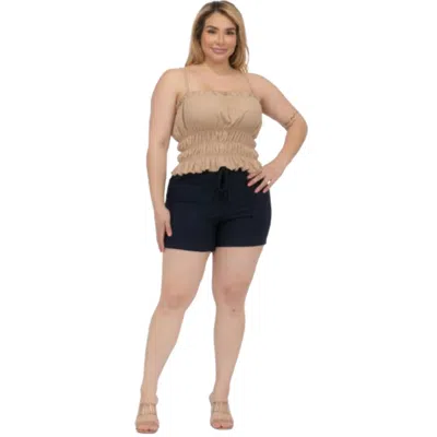 Fashnzfab Plus Size Tiered Shirred Body Crop Top In Multi