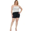 Fashnzfab Plus Size Tiered Shirred Body Crop Top In White