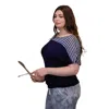 Fashnzfab Plus Stripe Short Sleeve Top In Blue