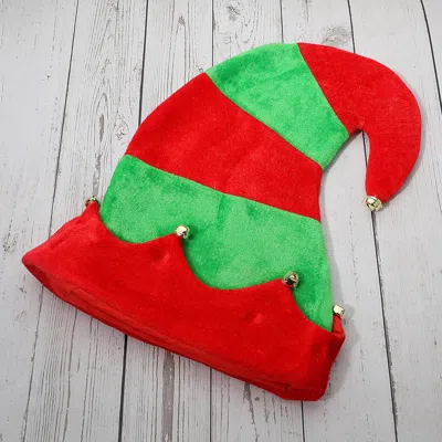 Fashnzfab Plush Classic Elf Jingle Bell Hat In Red