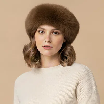 Fashnzfab Plush Faux Fur Round Winter Beret Hat In Purple