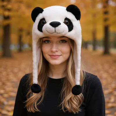 Fashnzfab Plush Panda Ear Flaps Winter Hat In Multi