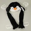 Fashnzfab Plush Penguin Ear Flaps Winter Hat In Black