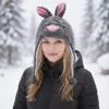 Fashnzfab Plush Rabbit Ear Flaps Winter Hat In Gray