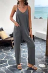 Fashnzfab Pocketed Spaghetti Strap Loose Sleeveless Jumpsuit