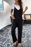 Fashnzfab Pocketed Spaghetti Strap Loose Sleeveless Jumpsuit