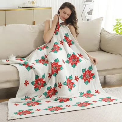 Fashnzfab Poinsettia Throw Blanket In Multi