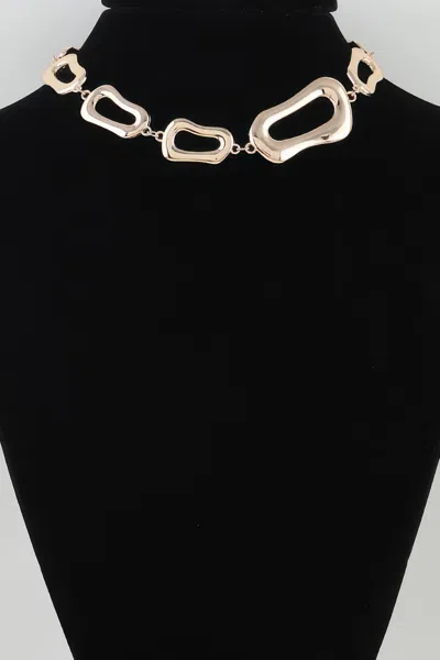 Fashnzfab Polished Abstract Link Chain Choker Necklace In Gold