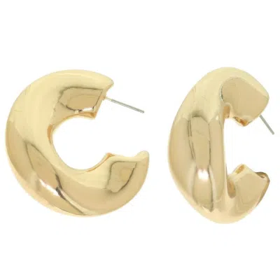 Fashnzfab Polished Chunky Hoop Earrings In Gold