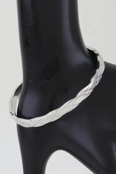 Fashnzfab Polished Diamond Cut Cuff Bracelet In Silver