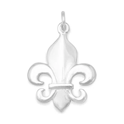 Fashnzfab Polished Fleur De Lis Charm In Silver
