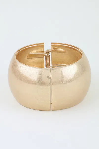 Fashnzfab Polished Matte Wide Dome Cuff Bracelet In Gold