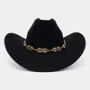 Fashnzfab Polished Metal Chain Accent Sculpted Western Cowboy Fedora Hat In Multi
