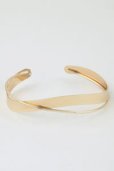 Fashnzfab Polished Minimal Wrap Arm Cuff In Gold