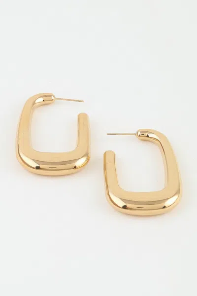 Fashnzfab Polished Modern Cubic Hoop Earrings In Gold