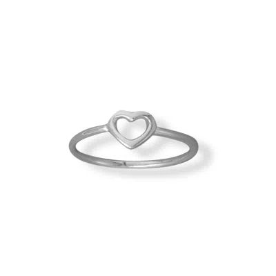 Fashnzfab Polished Open Heart Ring In Silver