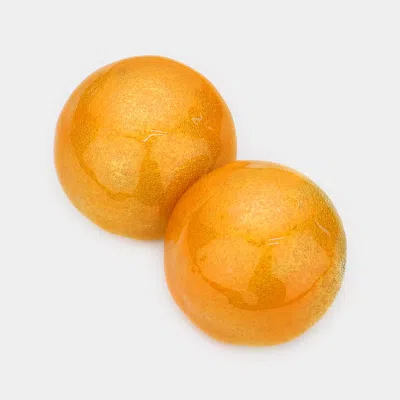 Fashnzfab Polished Round Dome Earrings In Burgundy