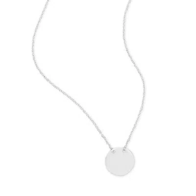Fashnzfab Polished Round Engravable Disk Necklace In Silver